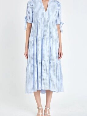 English Factory Blue and White Checked Dress